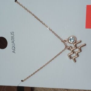 🎁💜5/$10 NWT FOREVER 21 Gold Aquarius Symbol W/ Cz Necklace